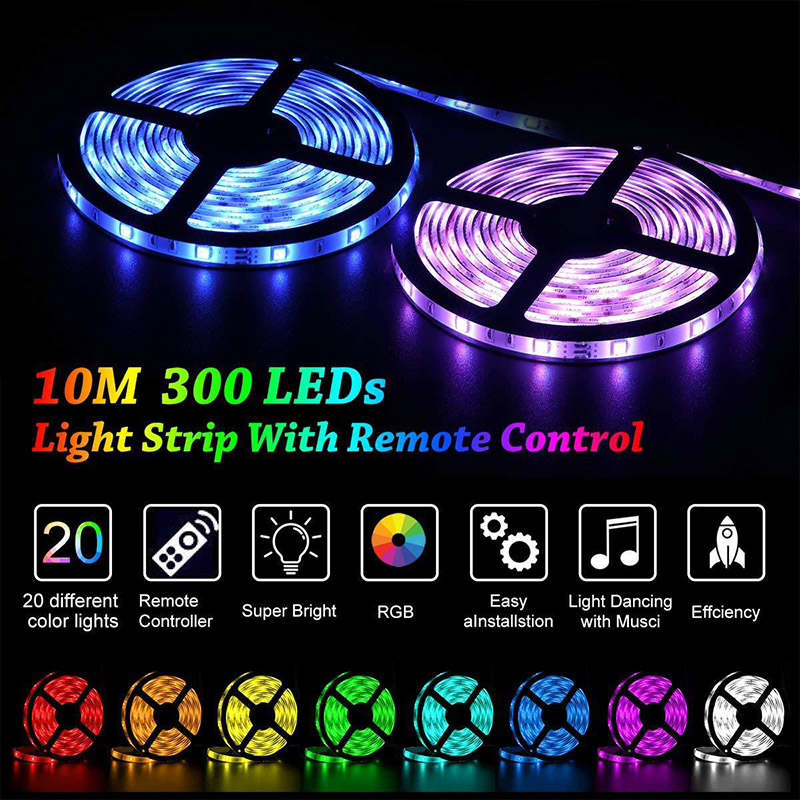 DC12V 16.4ft/5M 30LEDs/M 5050RGB Bluetooth, Multicolor LED Light Strip Kit Marquee Dimmable Light Strip